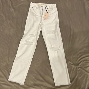 Banjara super high rise white ripped jeans